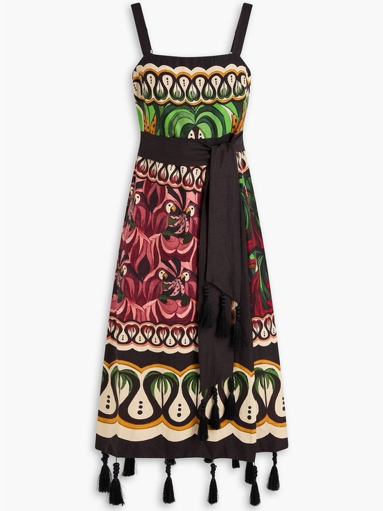 FARM Rio Dresses & Skirts - FARM Rio Multicolor midi Dress with Tassel Belt